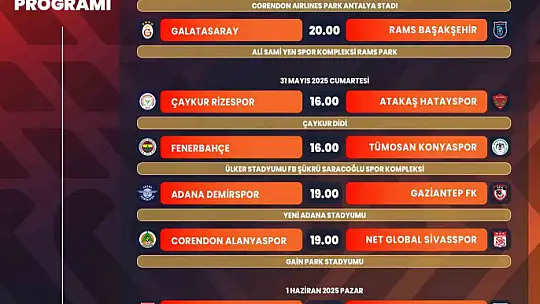 Süper Lig'de 38. hafta programı belli oldu