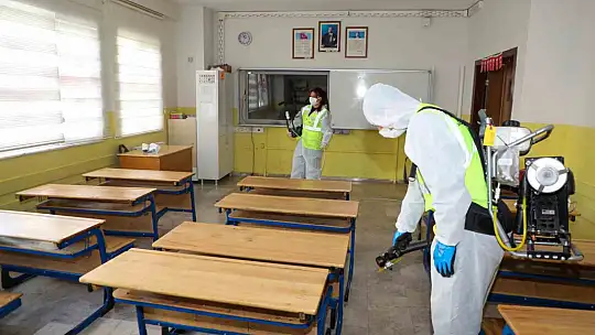 Talas'taki okullarda ara tatil temizliği