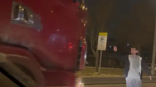 Tırın önüne atladı, trafiği kilitledi