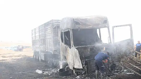 Yanan tır kullanılamaz hale geldi