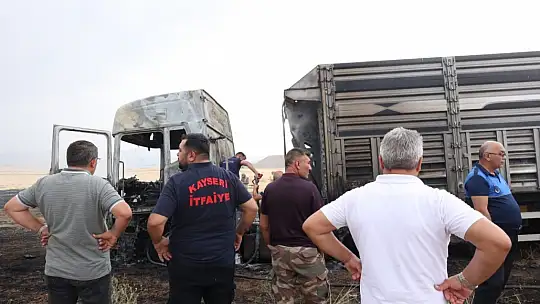 Yanan tır kullanılamaz hale geldi