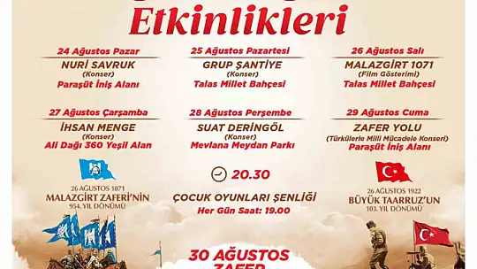 Zafer Haftası Talas'ta coşkuyla kutlanacak