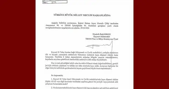 MHP'li Ersoy, 2 mahalledeki kaya düşmesi riskini meclise taşıdı