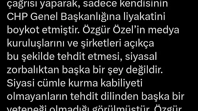 AK Parti Kayseri İl Başkanı Okandan'dan Özel'e 'boykot' tepkisi