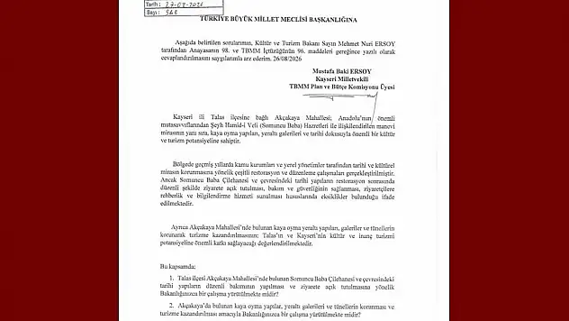Baki Ersoy, Akçakaya'nın tarihi ve manevi mirasını TBMM gündemine taşıdı