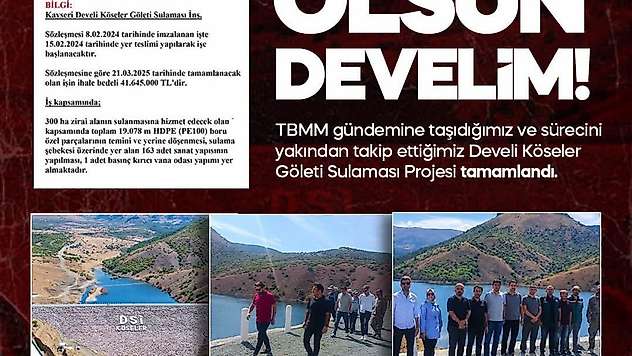 Baki Ersoy'dan Develi'ye sulama projesi müjdesi