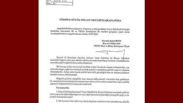 Baki Ersoy, Vatan Mahallesi-Boyacı Mahallesi Bağlantı Yolu'nu TBMM gündemine taşıdı