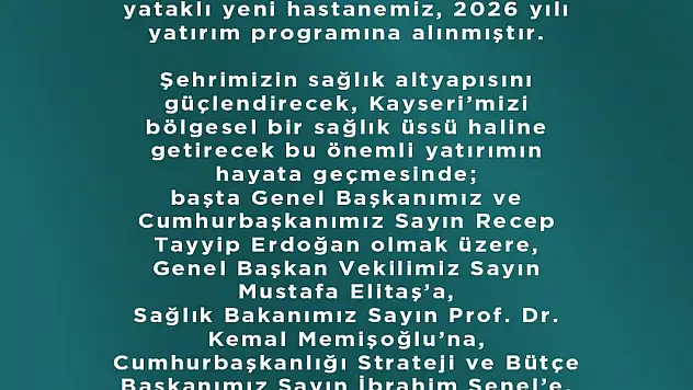 Hüseyin Okandan: '800 yataklı yeni hastanemiz hayırlı olsun'