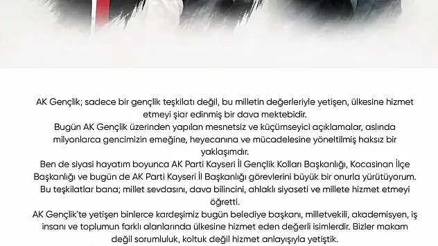 Hüseyin Okandan: 'AK Gençlik, ülkesine hizmet etmeyi şiar edinmiş bir dava mektebidir'