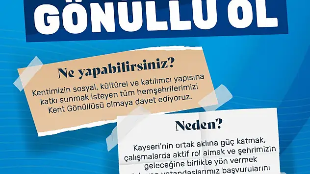 Kayseri Kent Konseyi'nde Kent Gönüllüleri Başvuruları başladı