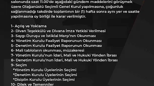 Kayserispor'un genel kurulu 21 Şubat'ta