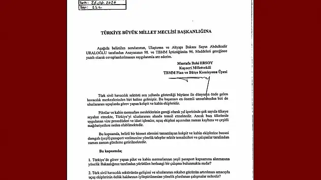 MHP'li Ersoy, kokpit ve kabin ekiplerinin yeşil pasaport talebini TBMM gündemine taşıdı