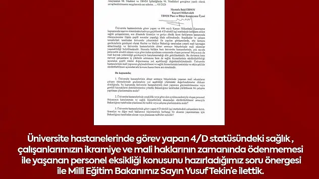MHP'li Ersoy, üniversite hastanelerindeki mali sorunları TBMM gündemine taşıdı