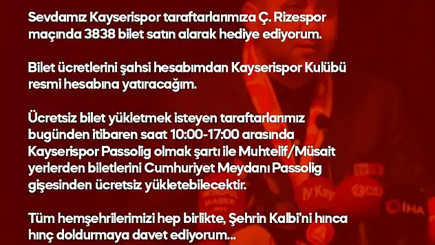 Milletvekili Ersoy'dan Kayserispor taraftarına destek