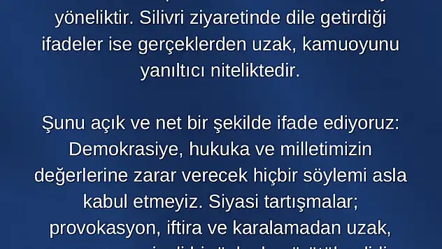 Okandan: 'Özel'in açıklamaları toplumsal huzuru zedelemeye yöneliktir'