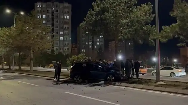 Otomobil refüjdeki ağaca çarptı: 1 yaralı