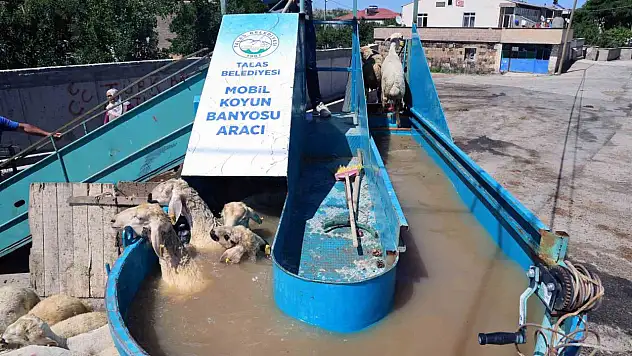 Talas Belediyesi'nden keneye karşı mobil banyoluk