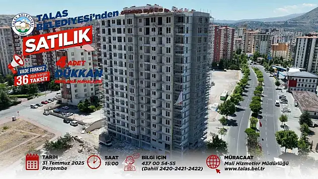 Talas Belediyesi'nden taksitli yatırım ve uzun vadeli kiralama fırsatı