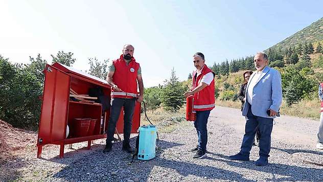 Talas'ta yangına karşı 'yangın kalkanı'