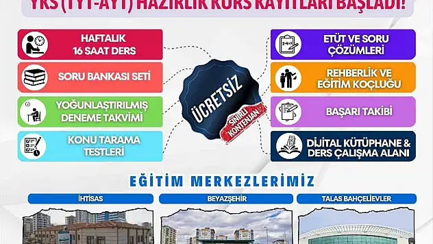 Ücretsiz YKS kurs kayıtları başladı