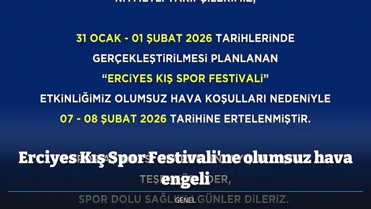 Erciyes Kış Spor Festivali'ne olumsuz hava engeli