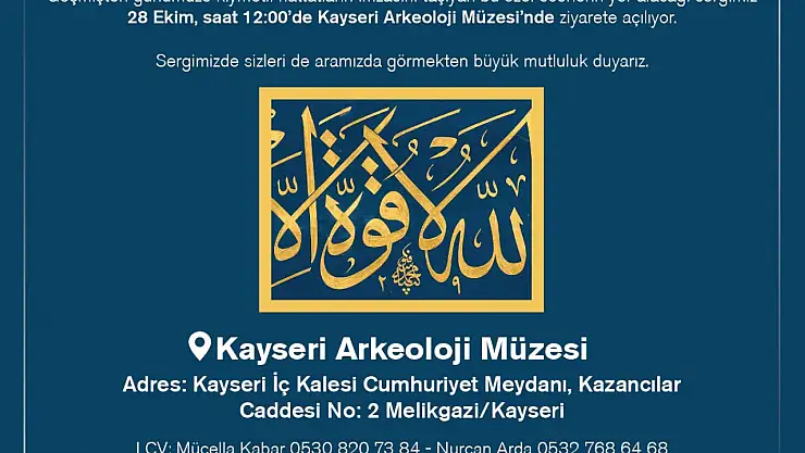 'Tarihin Akışında Meşhur Hattatlar' Kayserililerle buluşacak
