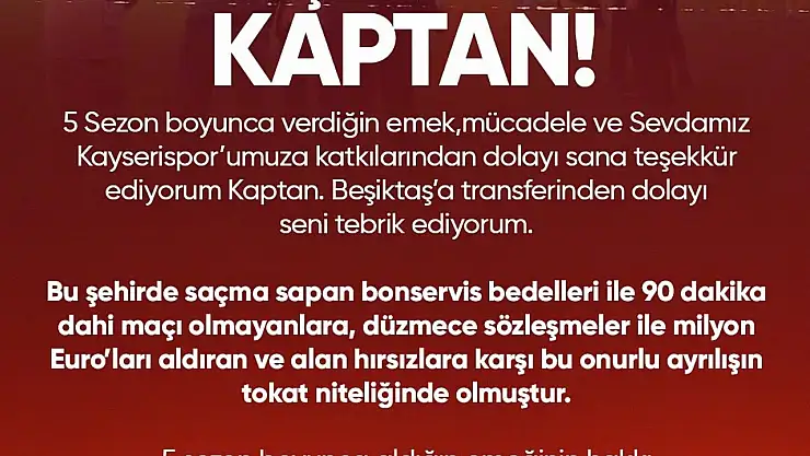 Baki Ersoy: 'Teşekkürler kaptan'