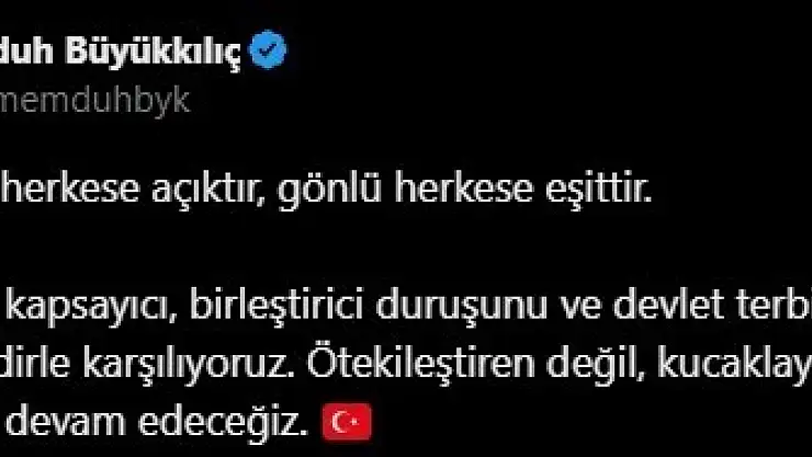 Başkan Büyükkılıç: 'Devletin gönlü herkese eşittir'