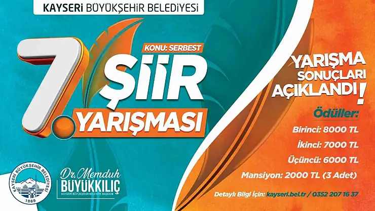 Büyükşehir 7'inci Şiir Yarışması'nda kazananlar belli oldu