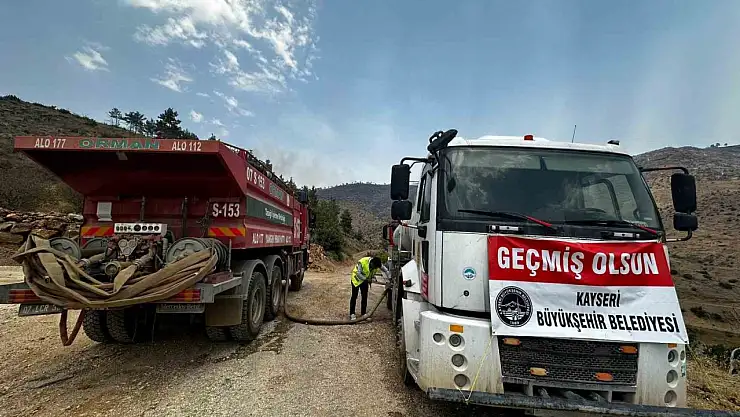 Kayseri Büyükşehir'den Mersin'de yangın döndürme çalışmasına destek