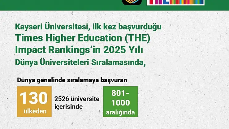 Kayseri Üniversitesi'nin THE Dünya Üniversiteler Sıralaması başarısı