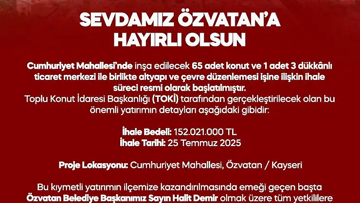 MHP'li Ersoy'dan Özvatan'a müjde