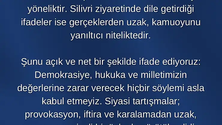 Okandan: 'Özel'in açıklamaları toplumsal huzuru zedelemeye yöneliktir'