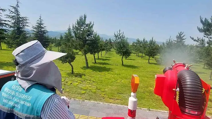 Yeşil alanlarda ilaçlama çalışması sürüyor