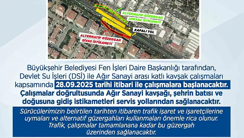 Büyükşehirden sürücülere 'alternatif yol' uyarısı