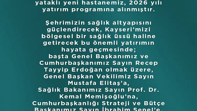 Hüseyin Okandan: '800 yataklı yeni hastanemiz hayırlı olsun'