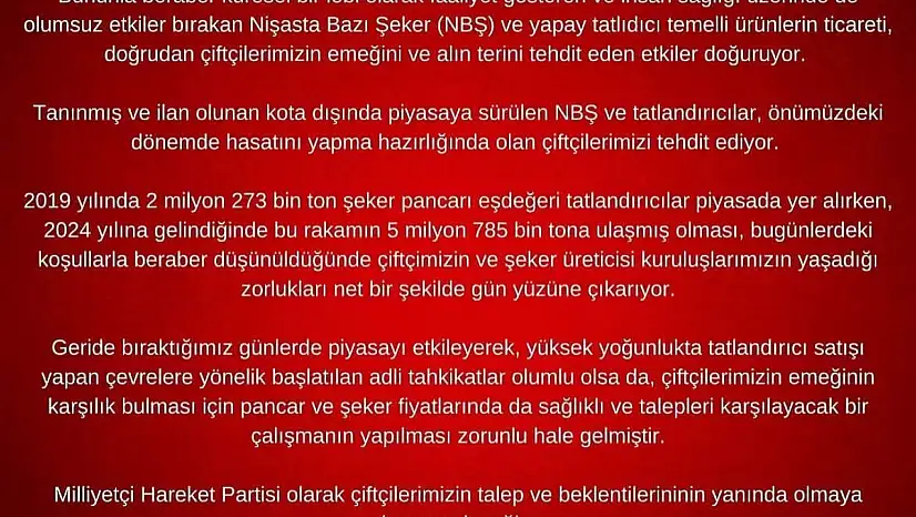 İsmail Özdemir: 'MHP olarak çiftçilerimizin talep ve beklentilerinin yanında olmaya devam edeceğiz'