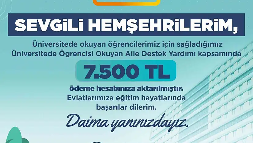 Kayseri'de 22 milyon TL'lik destek ödemeleri öğrencilerin hesaplarına aktarıldı