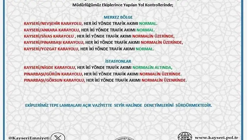 Kayseri'de otoyollarda bayram yoğunluğu