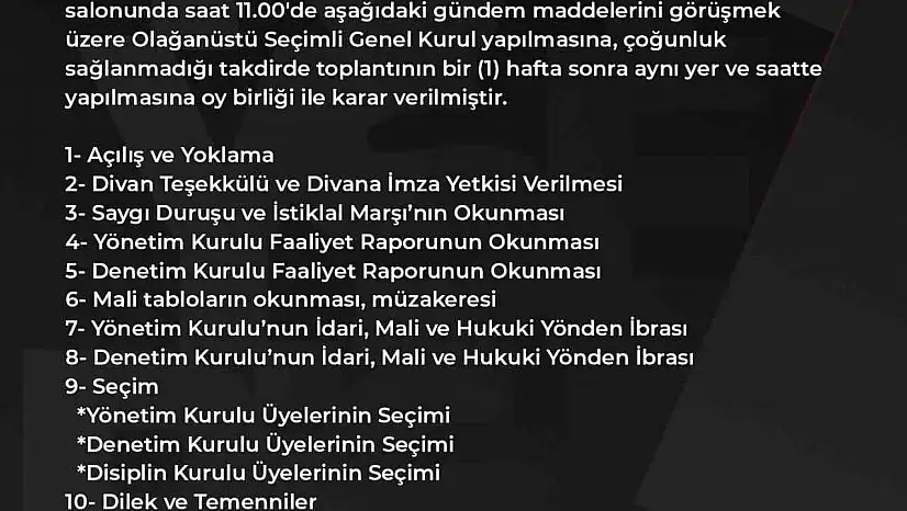 Kayserispor'un genel kurulu 21 Şubat'ta