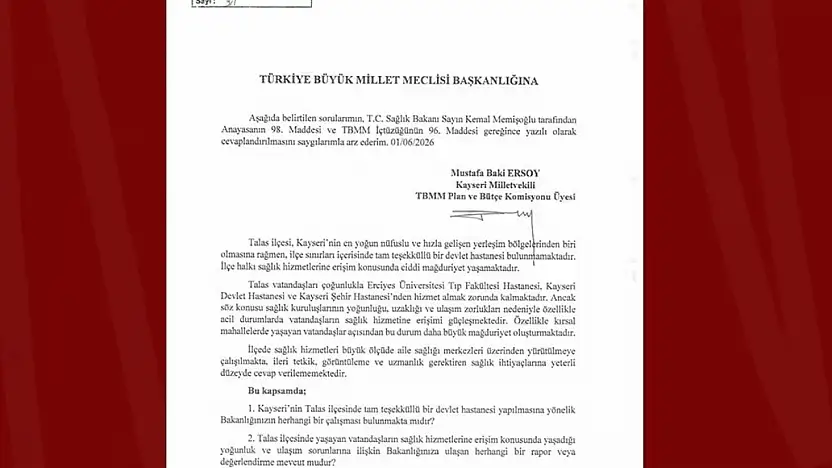 Baki Ersoy, Talas Devlet Hastanesi talebini meclis gündemine taşıdı