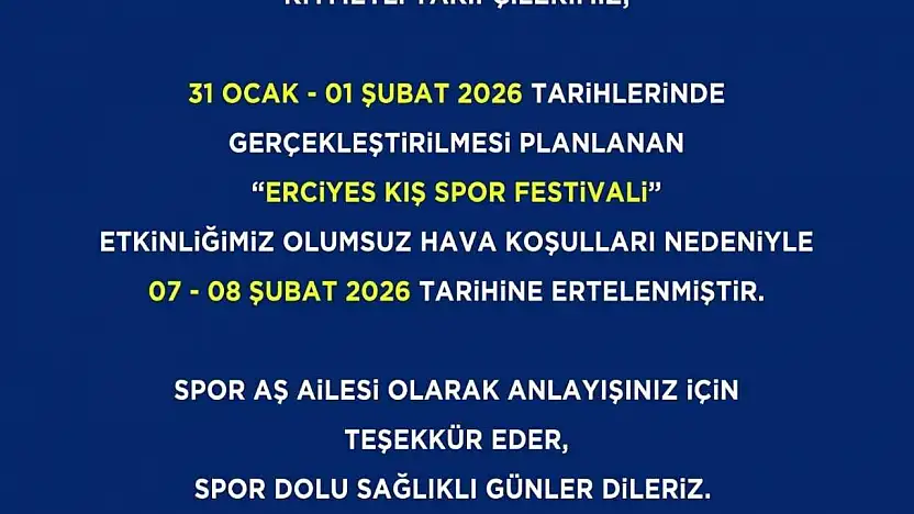 Erciyes Kış Spor Festivali'ne olumsuz hava engeli