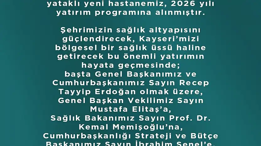 Hüseyin Okandan: '800 yataklı yeni hastanemiz hayırlı olsun'