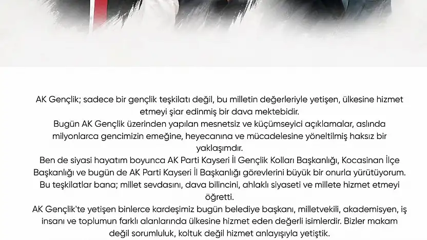 Hüseyin Okandan: 'AK Gençlik, ülkesine hizmet etmeyi şiar edinmiş bir dava mektebidir'