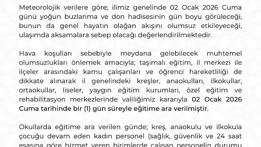 Kayseri'de eğitime kar engeli