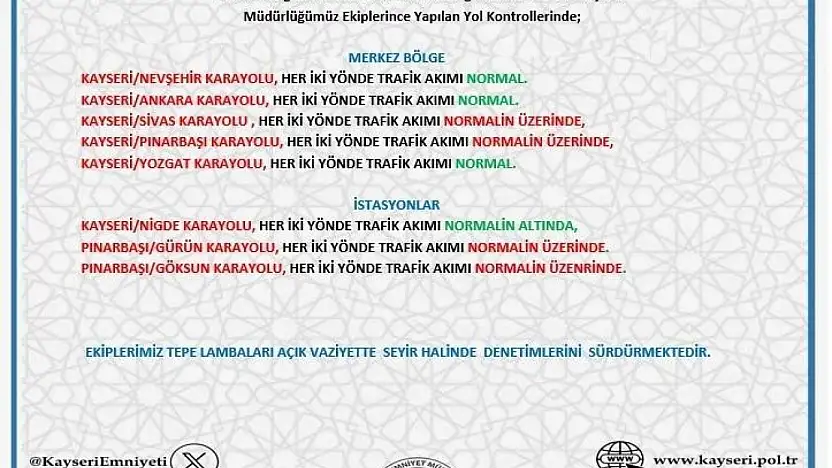 Kayseri'de otoyollarda bayram yoğunluğu