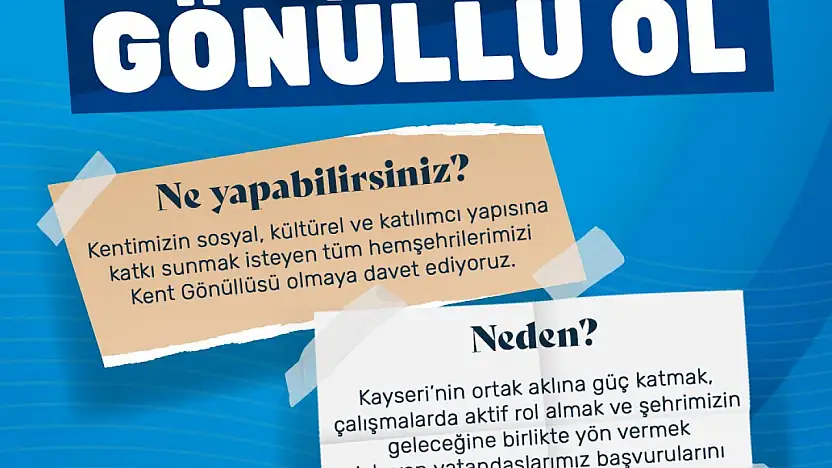 Kayseri Kent Konseyi'nde Kent Gönüllüleri Başvuruları başladı