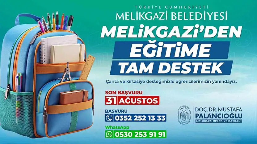 Melikgazi Belediyesi'nden öğrencilere kırtasiye desteği