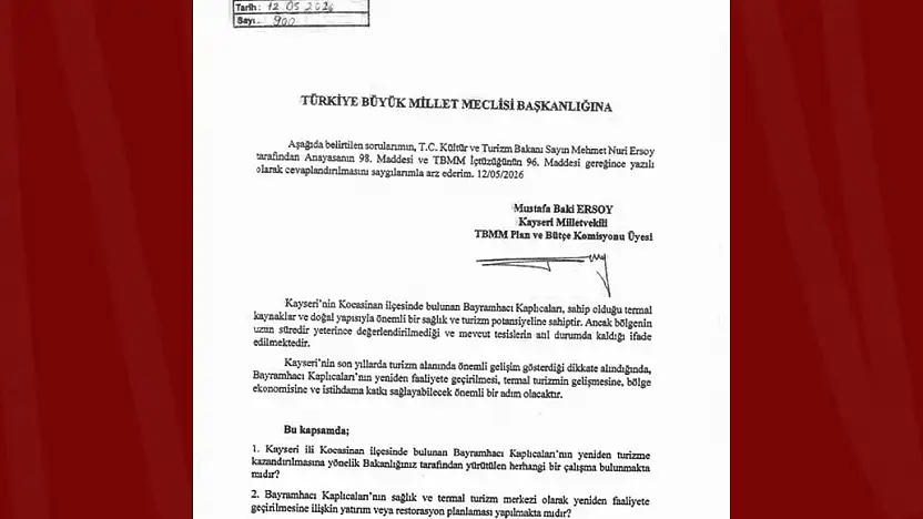 MHP'li Ersoy: 'Bayramhacı yeniden Kayseri turizmine kazandırılmalı'