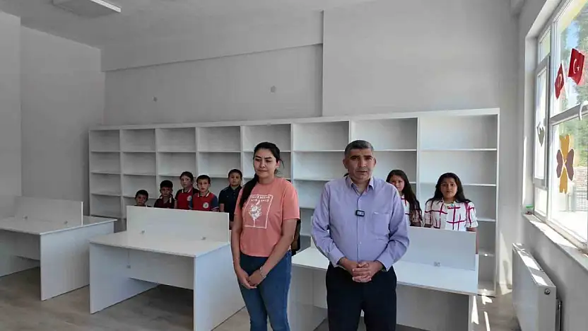 Öğrenci dostu büyükşehir, Akkışla'da İlkokul Kütüphanesi'ni dizayn etti